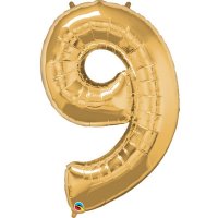 Qualatex Metallic Gold Number 9 Supershape Balloons