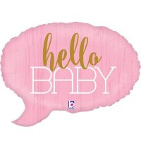 Hello Baby Pink Speech Bubble Shape Balloons