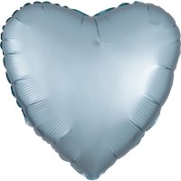 18" Satin Luxe Pastel Blue Heart Foil Balloons