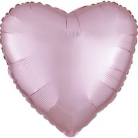 18" Silk Lustre Pastel Pink Heart Foil Balloons
