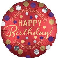 18" Red Satin Happy Birthday Foil Balloons