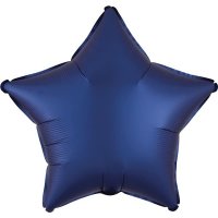18" Silk Lustre Navy Blue Star Foil Balloons