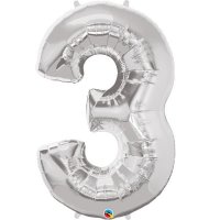 Qualatex Silver Number 3 Supershape Balloons