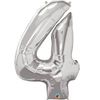 Qualatex Silver Number 4 Supershape Balloons