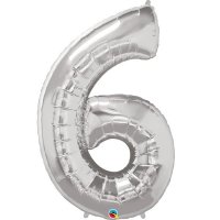 Qualatex Silver Number 6 Supershape Balloons