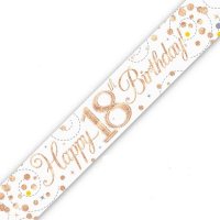 Sparkling Fizz Happy 18th Birthday Holographic Banner