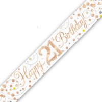 Sparkling Fizz Happy 21st Birthday Holographic Banner