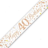 Sparkling Fizz Happy 40th Birthday Holographic Banner