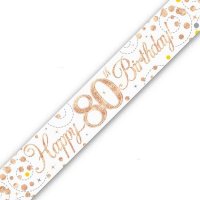 Sparkling Fizz Happy 80th Birthday Holographic Banner