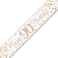Sparkling Fizz Happy 90th Birthday Holographic Banner