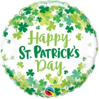18" St Patrick's Shamrock Confetti Foil Balloons