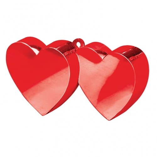 Red Double Heart Balloon Weight 6oz - Click Image to Close
