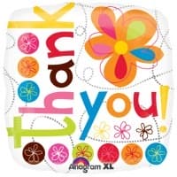 18" Thank You Colourful Flowers Foil Balloons