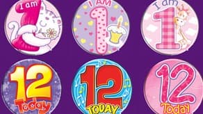 Age 1-12 Small Birthday Badges
