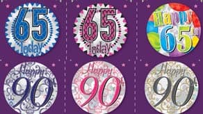 Age 65-100 Small Birthday Badges
