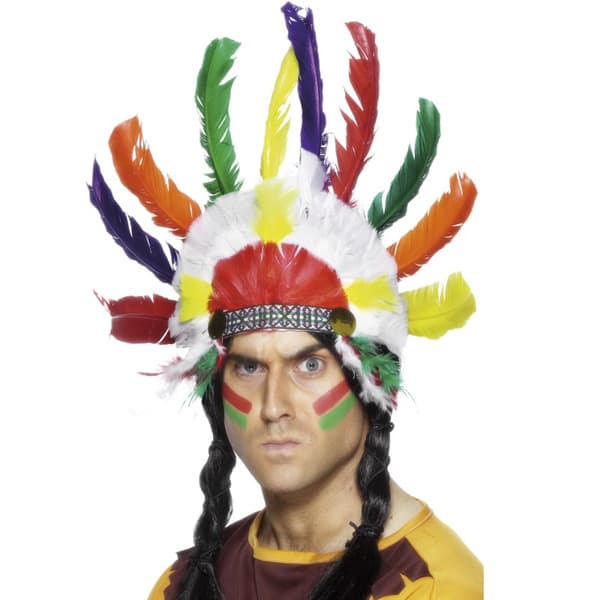 Multi Coloured Indian Headdress - Click Image to Close