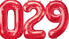 34" Red Number Balloons