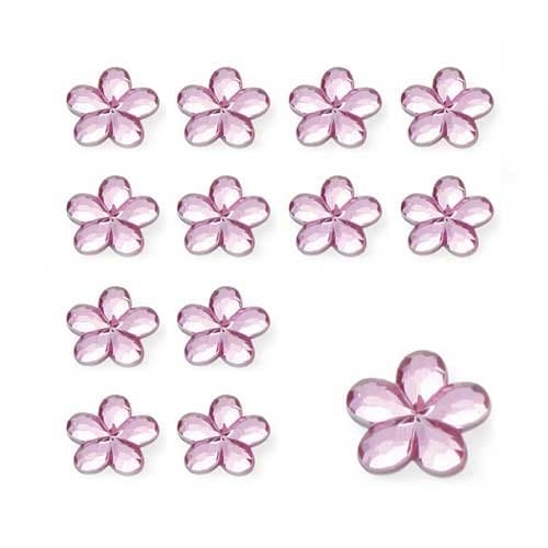 Pink Flower Shaped Diamantes - Click Image to Close